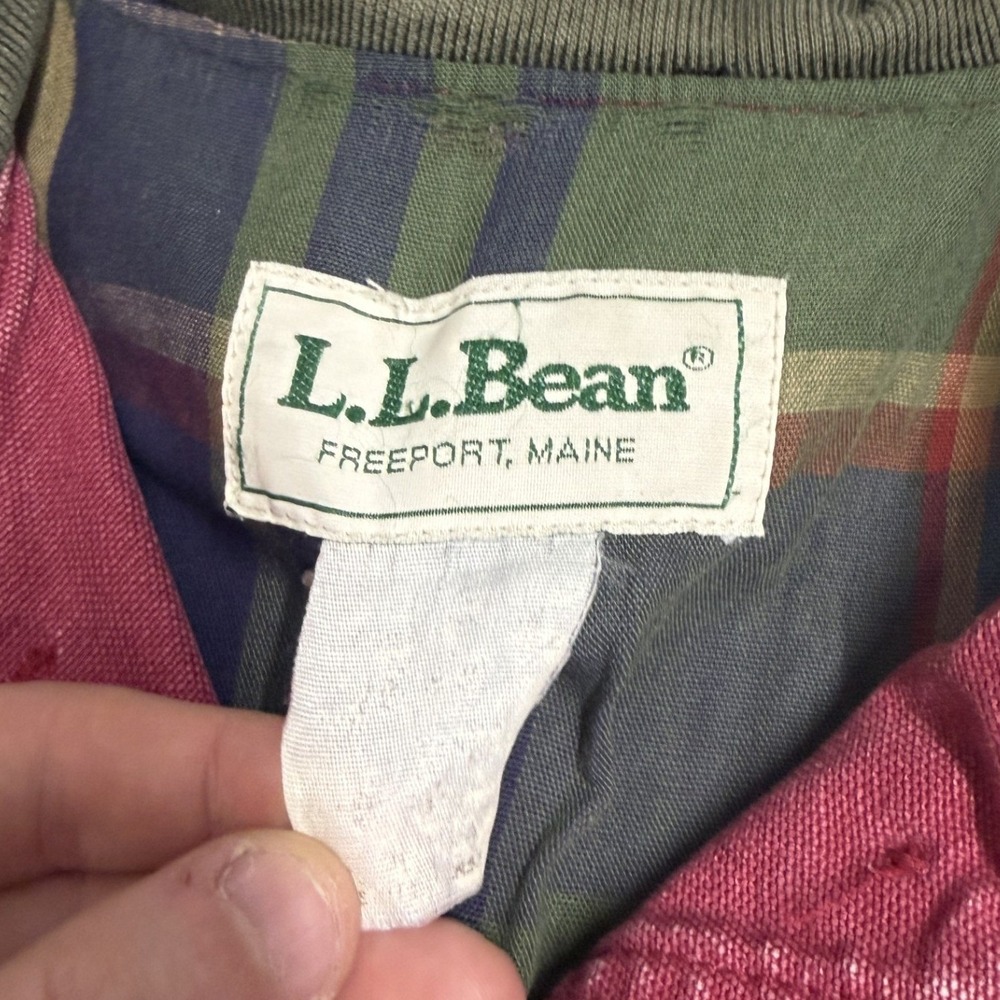 LL Bean Barn Coat Womens M Pink Good Canvas Flannel Lined Corduroy Trim Utility - Picture 3 of 5
